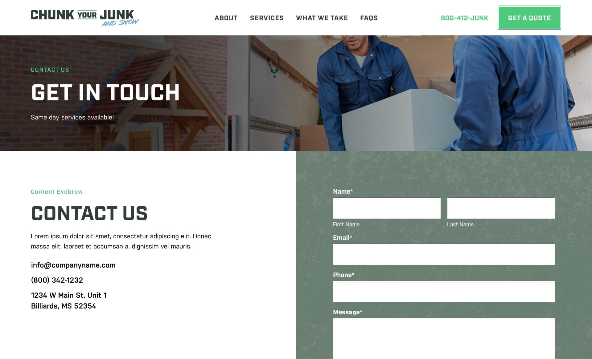 Chunk Your Junk Marketing Website - 5