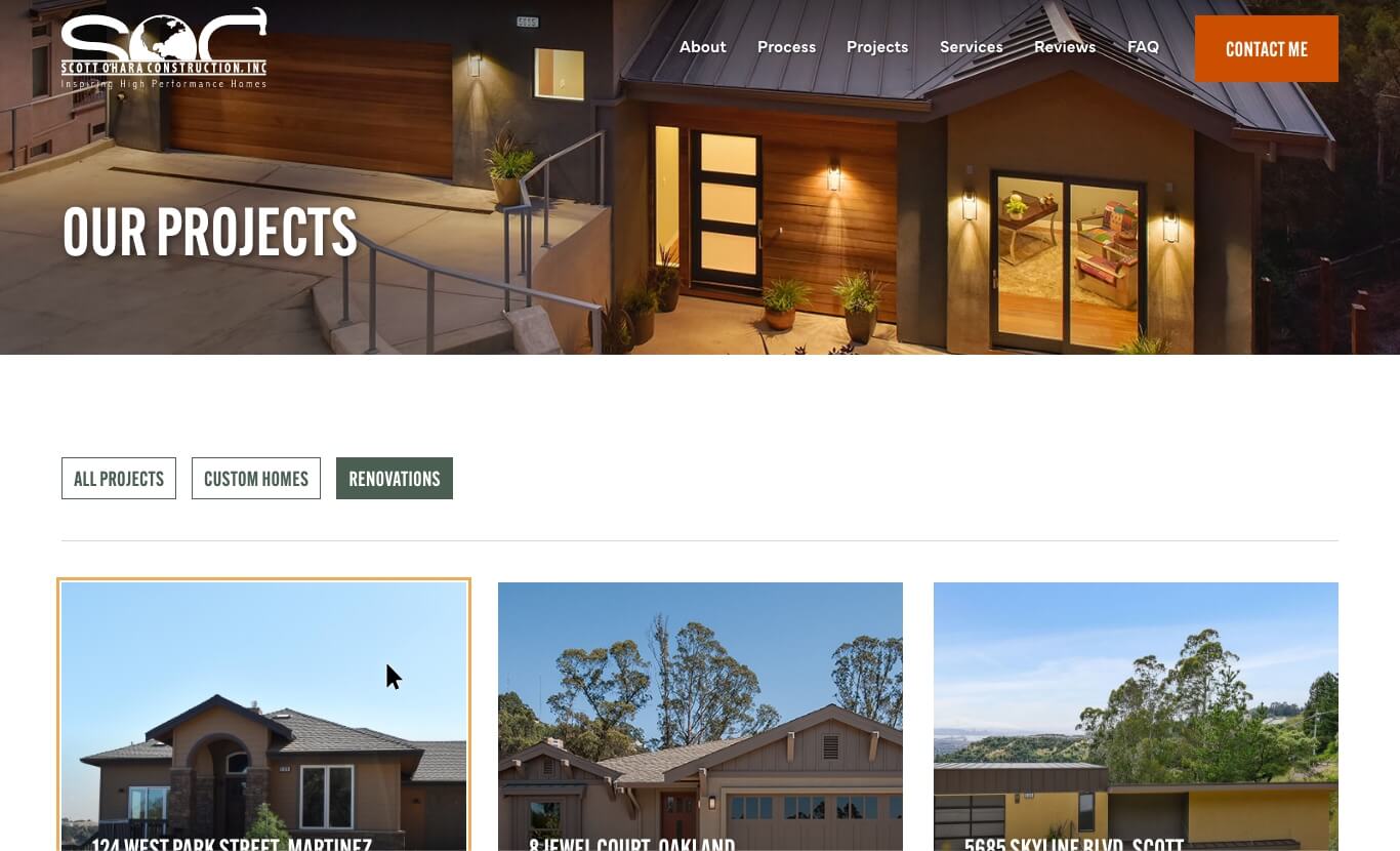 Scott Ohara construction website design portfolio