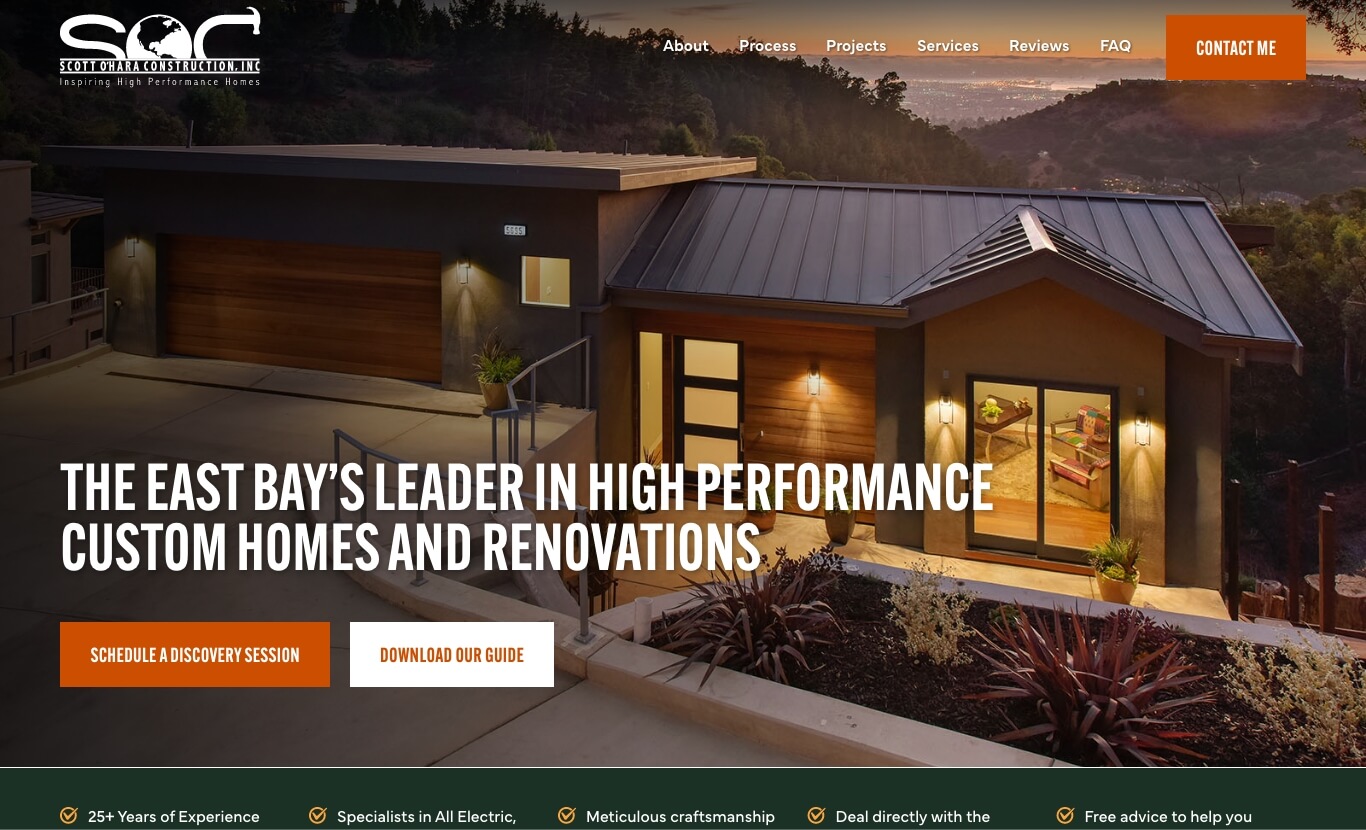 Scott Ohara construction website design homepage