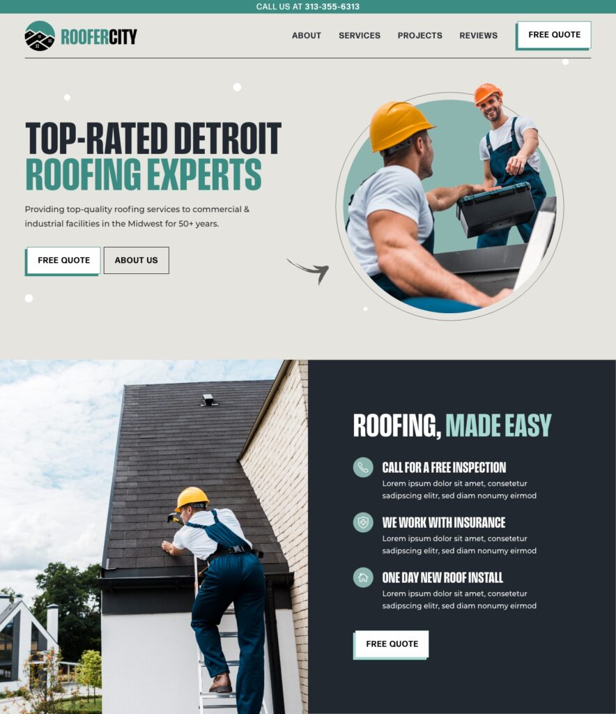 example roofer website